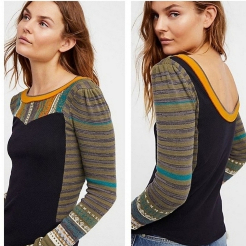 Free People Sweet Gal Colorblock Knit Thermal